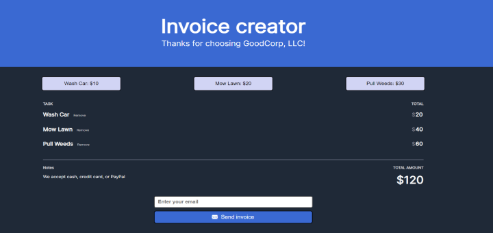 Invoice generator Website