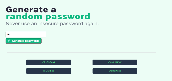 Password generator Website