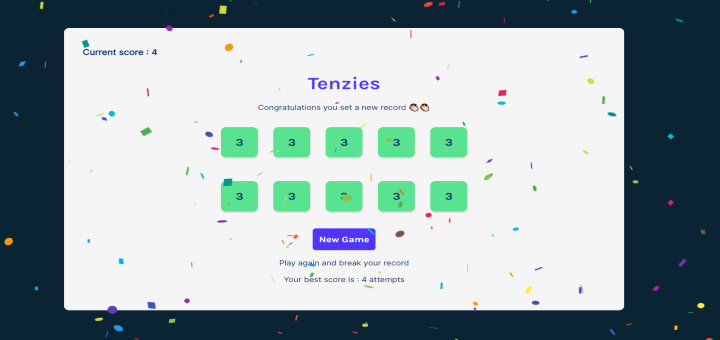 Tenzies game Website